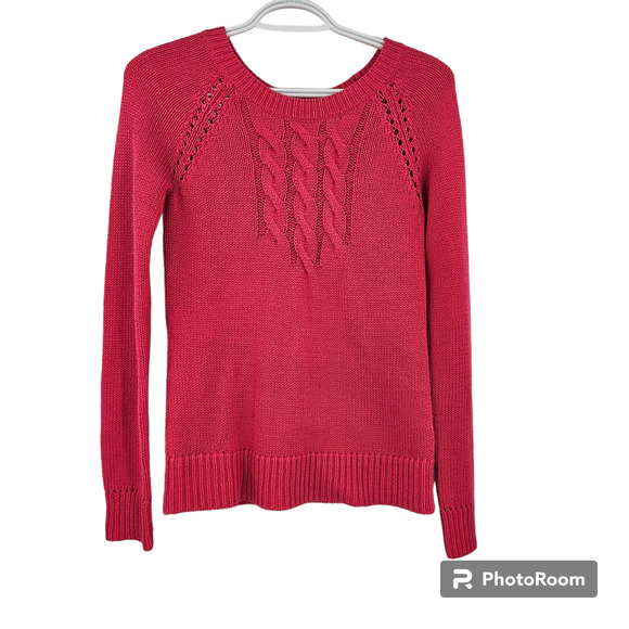 Lilly Pulitzer Sweater Pink Cable Knit Crewneck Long Sleeve Pullover Size XS - Picture 1 of 9